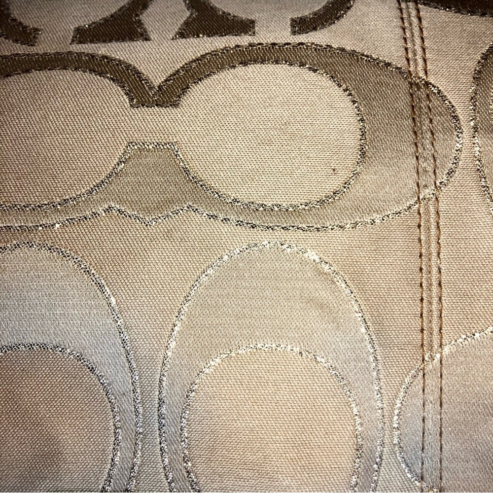 VTG Y2K COACH Poppy Glam Tote Bag in Gold Metallic Beige Clear Hang Tag 17890 - Picture 7 of 16